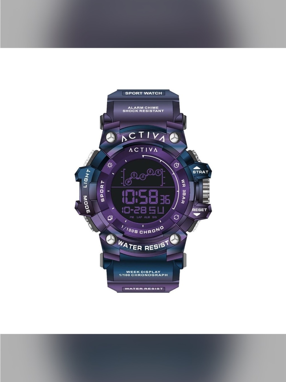 Activa X Invicta Digital Unisex Watch - 50mm. Purple(ACW8082-020)
